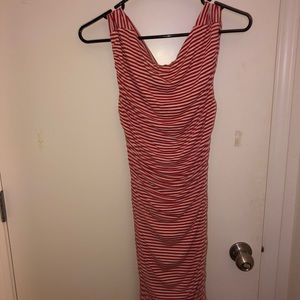 RED RUFFLE FIGURE DRESS